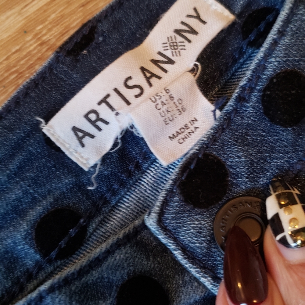 Artisan NY Women's Blue Polka Dot Jeans Sz 6